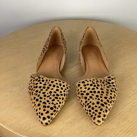 J. Crew Zoe Leopard Print Calf Hair d'Orsay Flats Women's 9.5 Business Casual - Picture 2 of 8